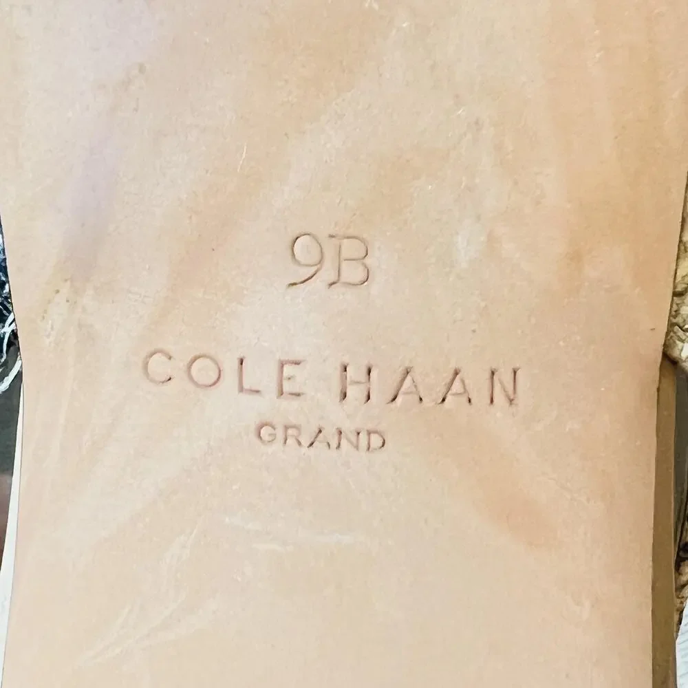 Cole Haan Shoes Womens 9 Beige Snake Print Grand Slingback Flats Pointed Toe